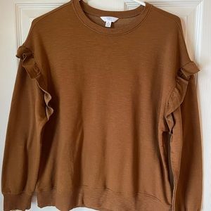 Woman’s brown ruffle sweater, size medium NWOT